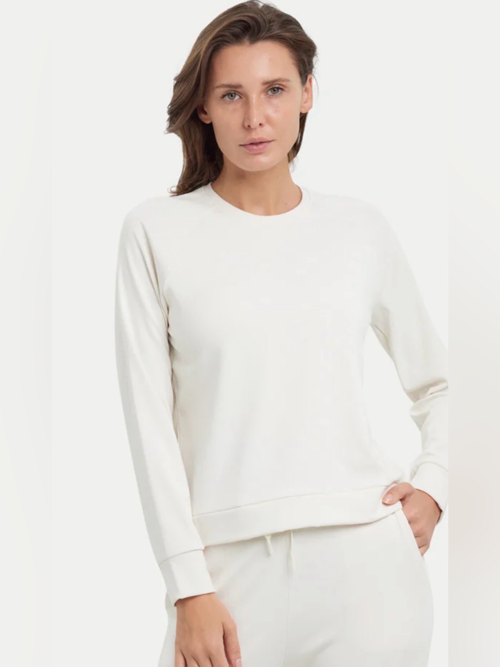 Nwt Cozy Earth Plus Size Bamboo Pullover Crew Lounge Top Pjs Ivory - Xxl